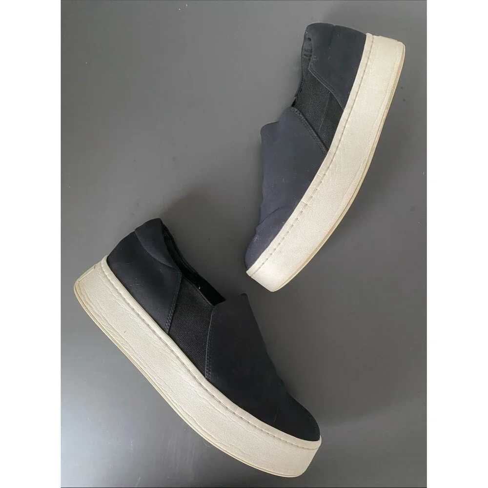 Vince Warren Platform Slip-On Sneaker Black Platform Sz 8.5 Minimal Chic Comfy